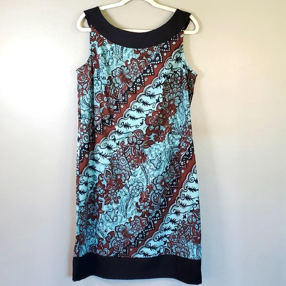 Dressbarn Grn & Brn Floral, Sleeveless Midi Dress. Size 14W - Picture 1 of 10